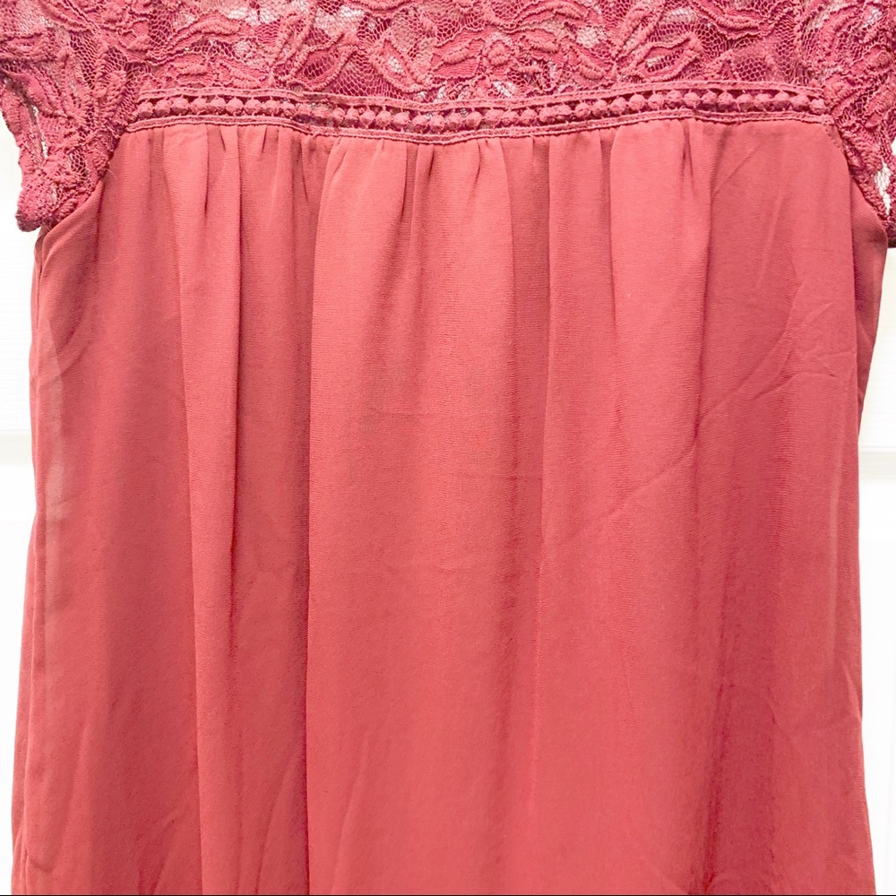 Alya Red A-line Dress with Lace Bodice - Picture 5 of 6